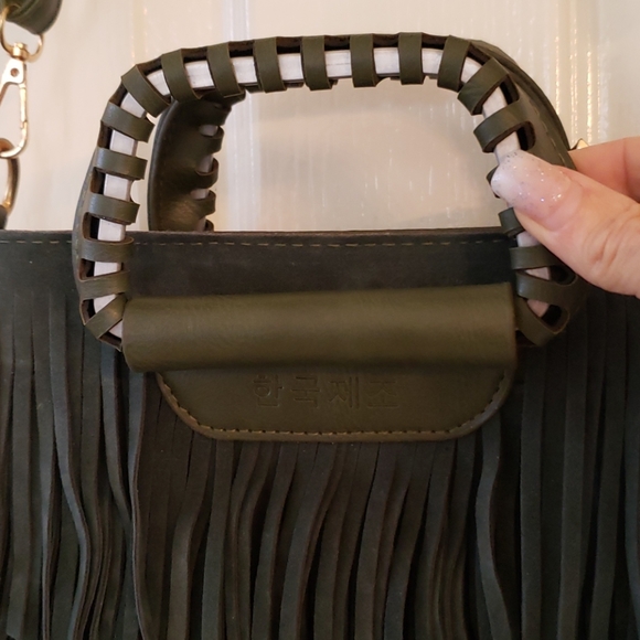 Faux Suede fringe/leather purse - Picture 4 of 17